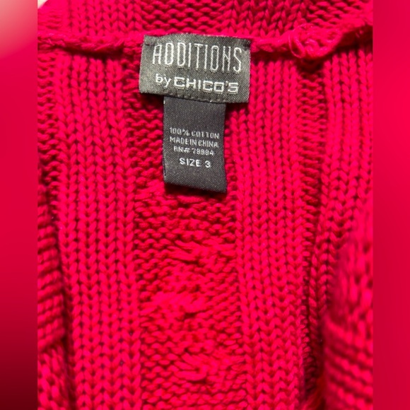 Additions By Chico's Open Front Cable Knit Cardigan Sweater Cotton Fuchsia XXL - Picture 5 of 5